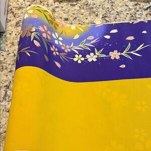 Elegant Floral Scarf in Purple and Yellow